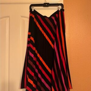 Halogen Black and Orange Striped A-Line Skirt